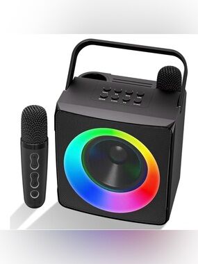 Portable Karaoke Machine w/ Dual Microphones - Black (NEW)